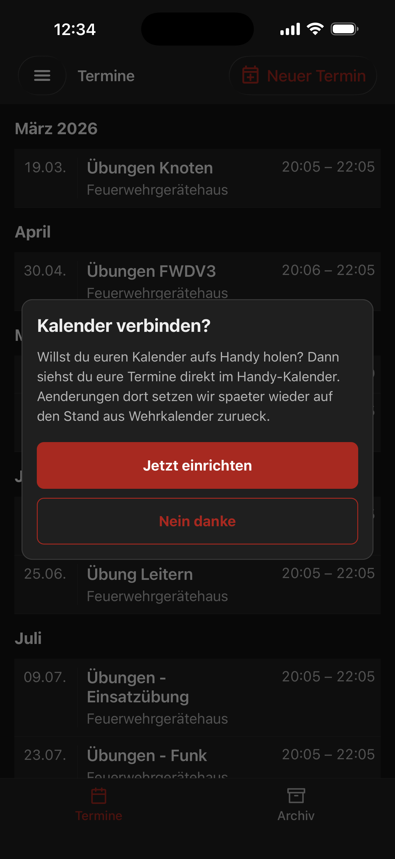 Kalender jetzt hinzufügen auf dem iPhone